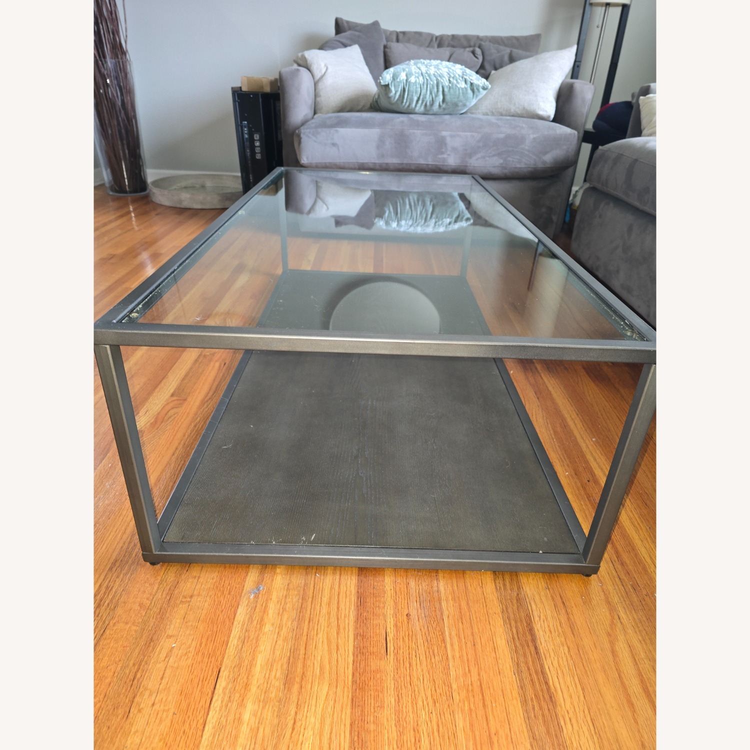 Crate & Barrel Glass Top Coffee Table - image-2