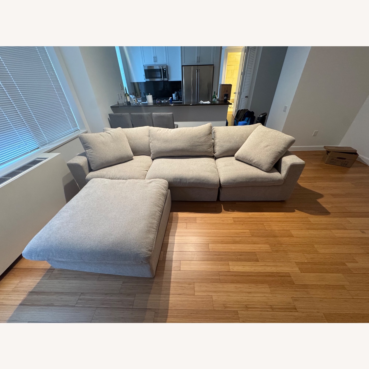 Bed Bath & Beyond L Shaped Linen Sectional Couch - image-4