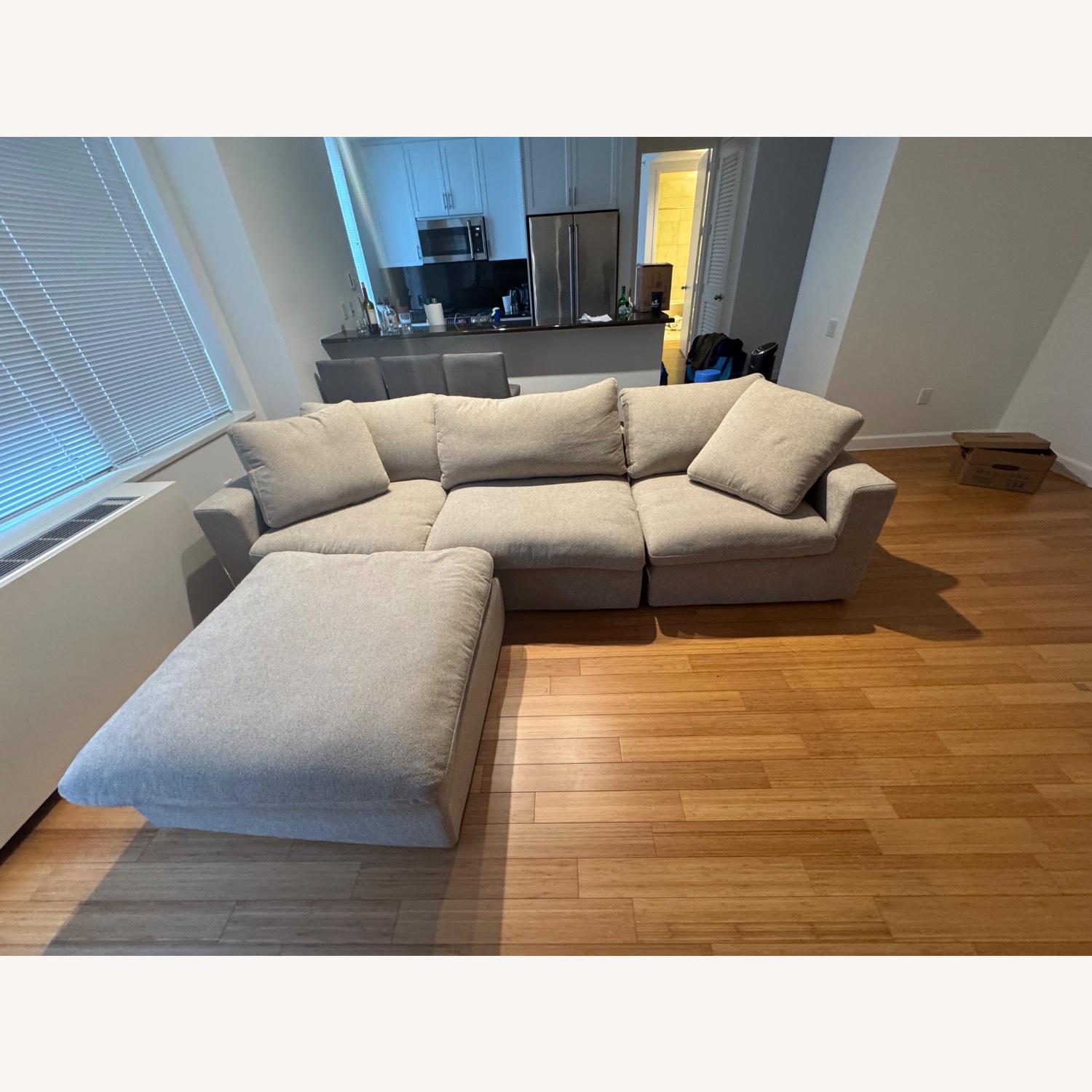 Bed Bath & Beyond L Shaped Linen Sectional Couch - image-3