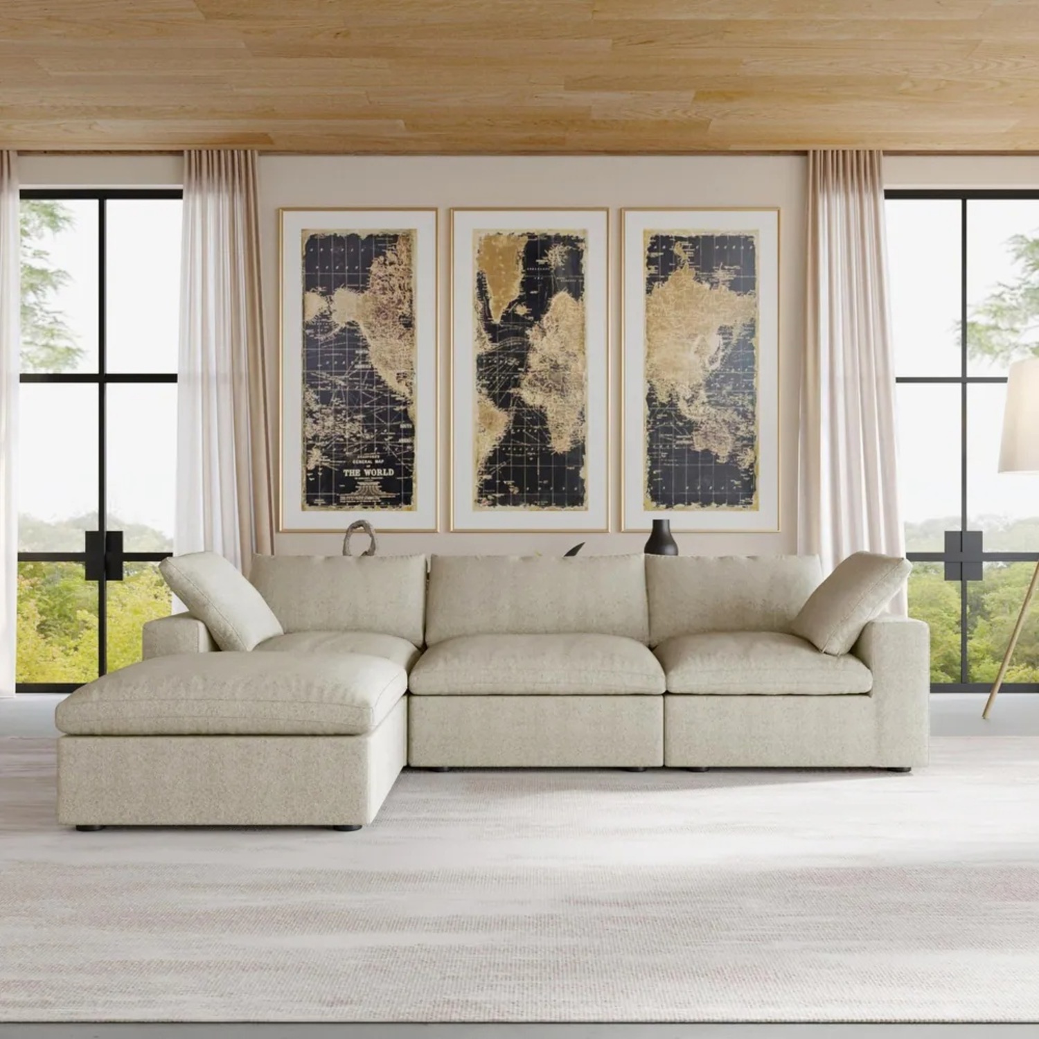 Bed Bath & Beyond L Shaped Linen Sectional Couch - image-7