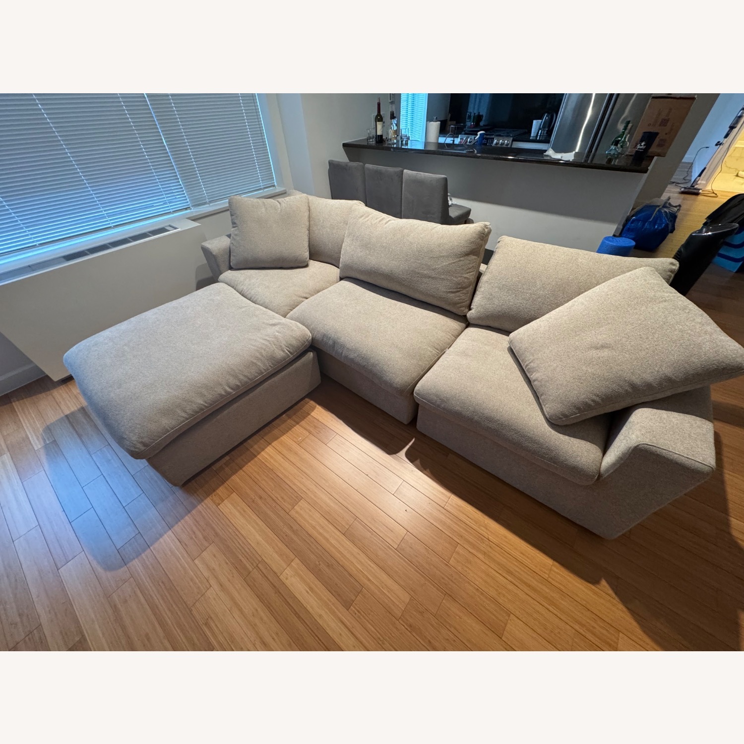 Bed Bath & Beyond L Shaped Linen Sectional Couch - image-6