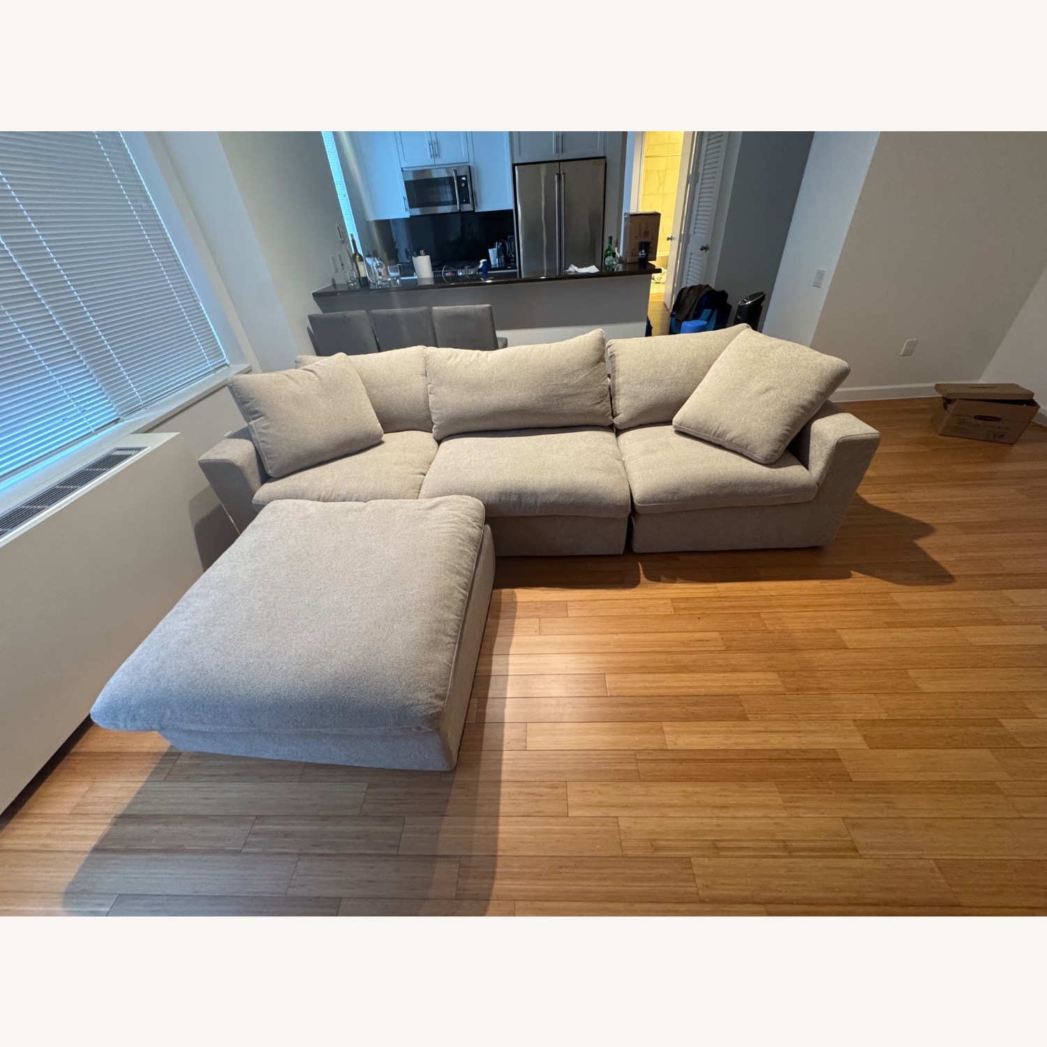 Bed Bath & Beyond L Shaped Linen Sectional Couch - image-2