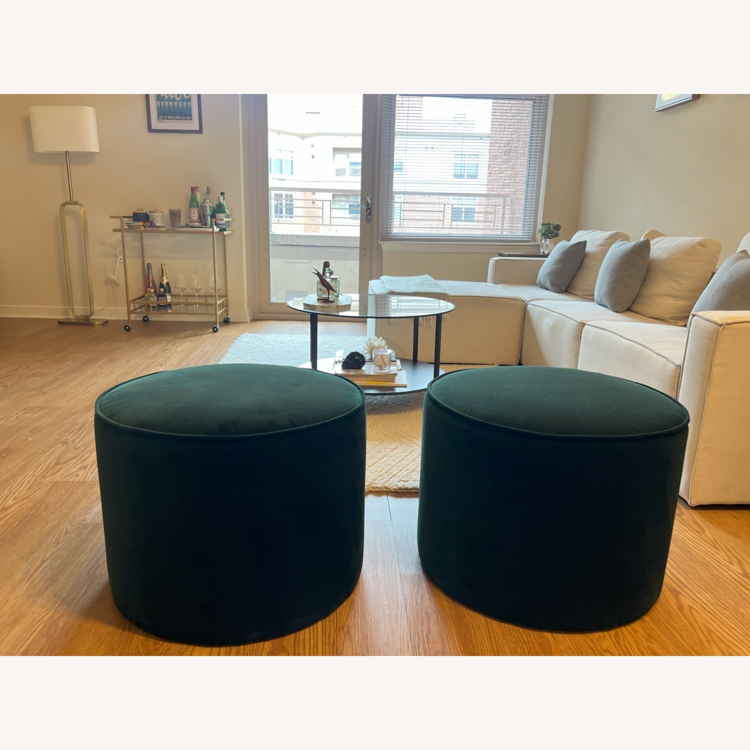 IKEA Grundsjoe Green Velvet Ottoman (Set of 2) - image-1