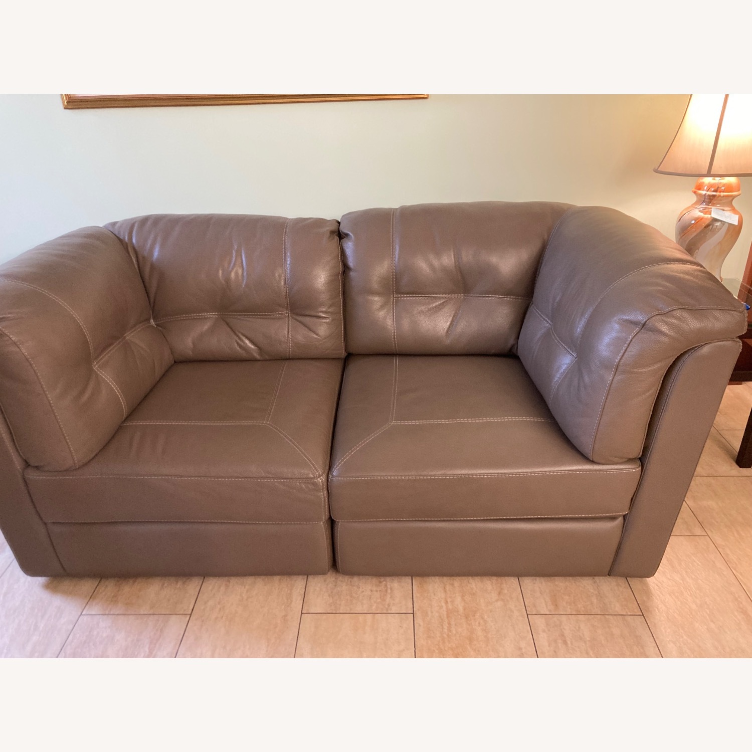 Macy's Private Label Leather Sofa - image-1