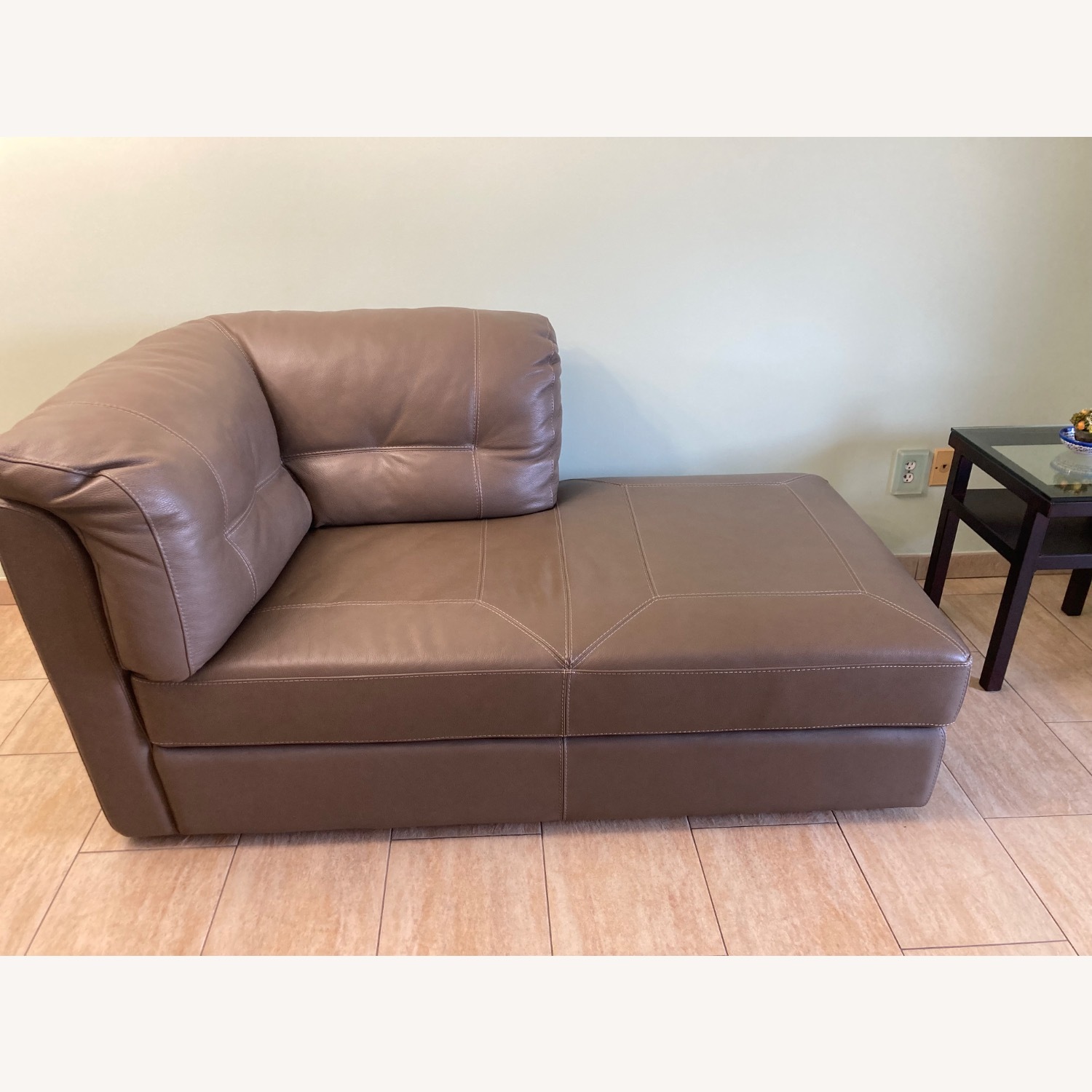Macy's Leather Chaise - image-1