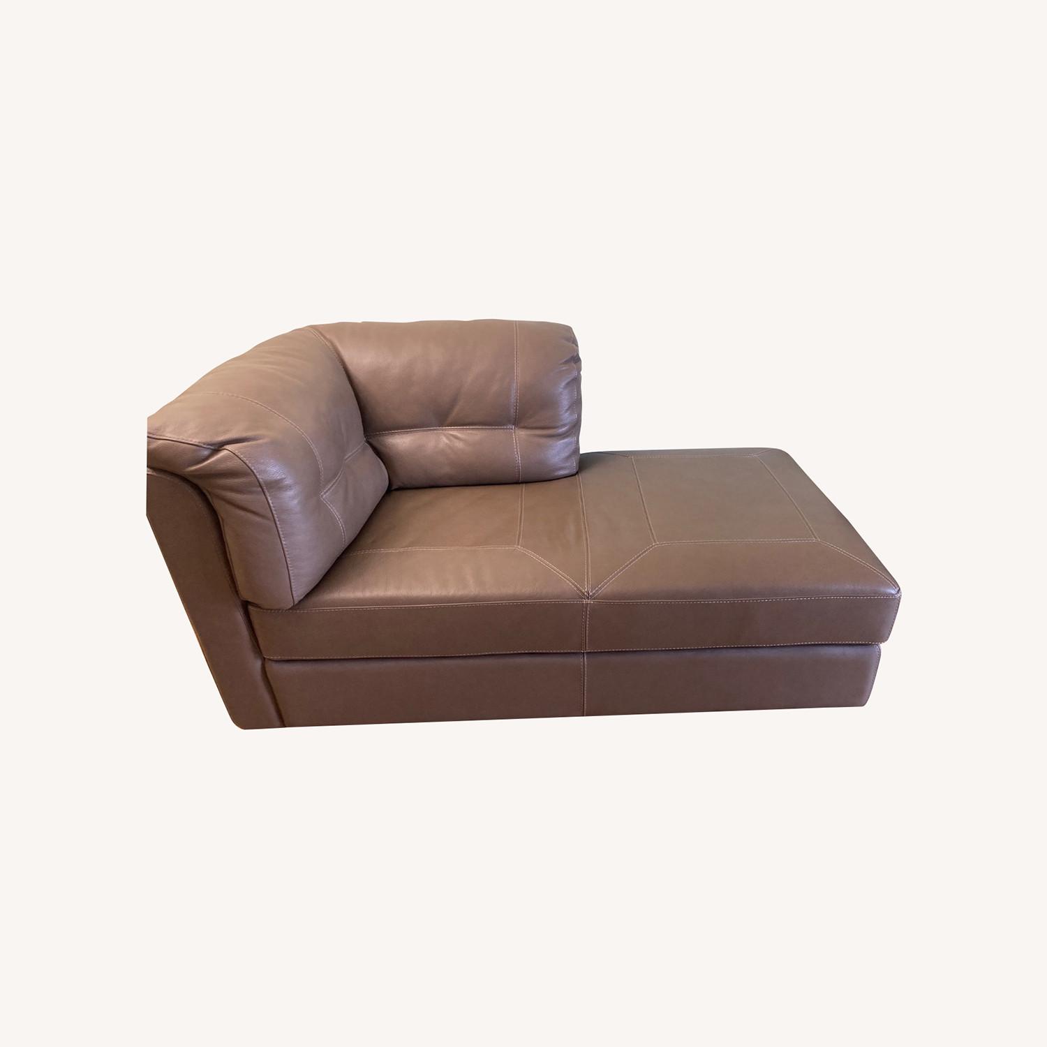 Macy's Leather Chaise - image-0