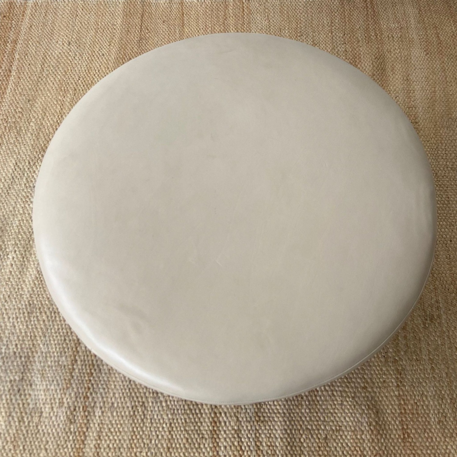 Modern Leather and Fabric Ottoman on Wheels - image-2