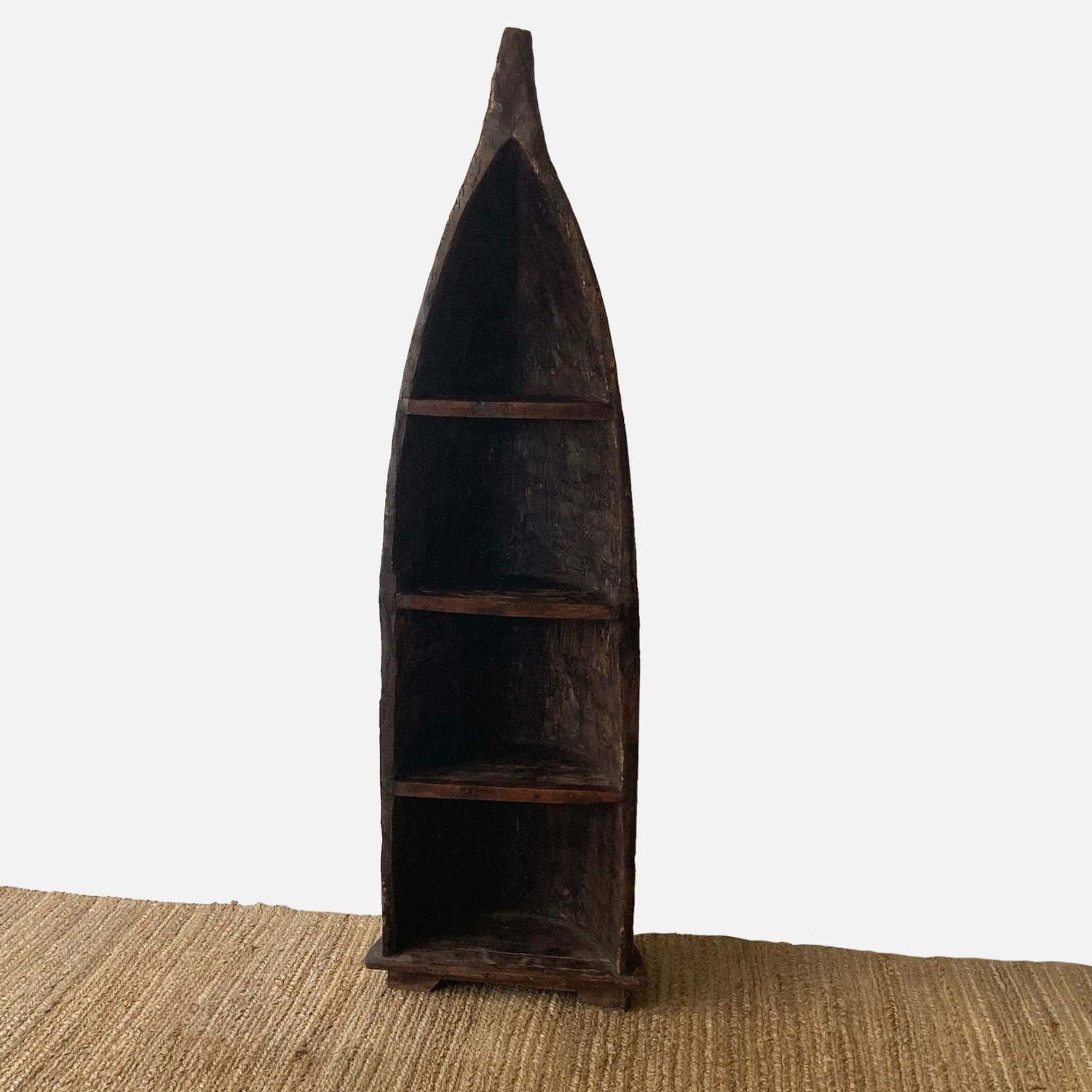 Hand Carved Balinese Canoe Bookshelf - image-4