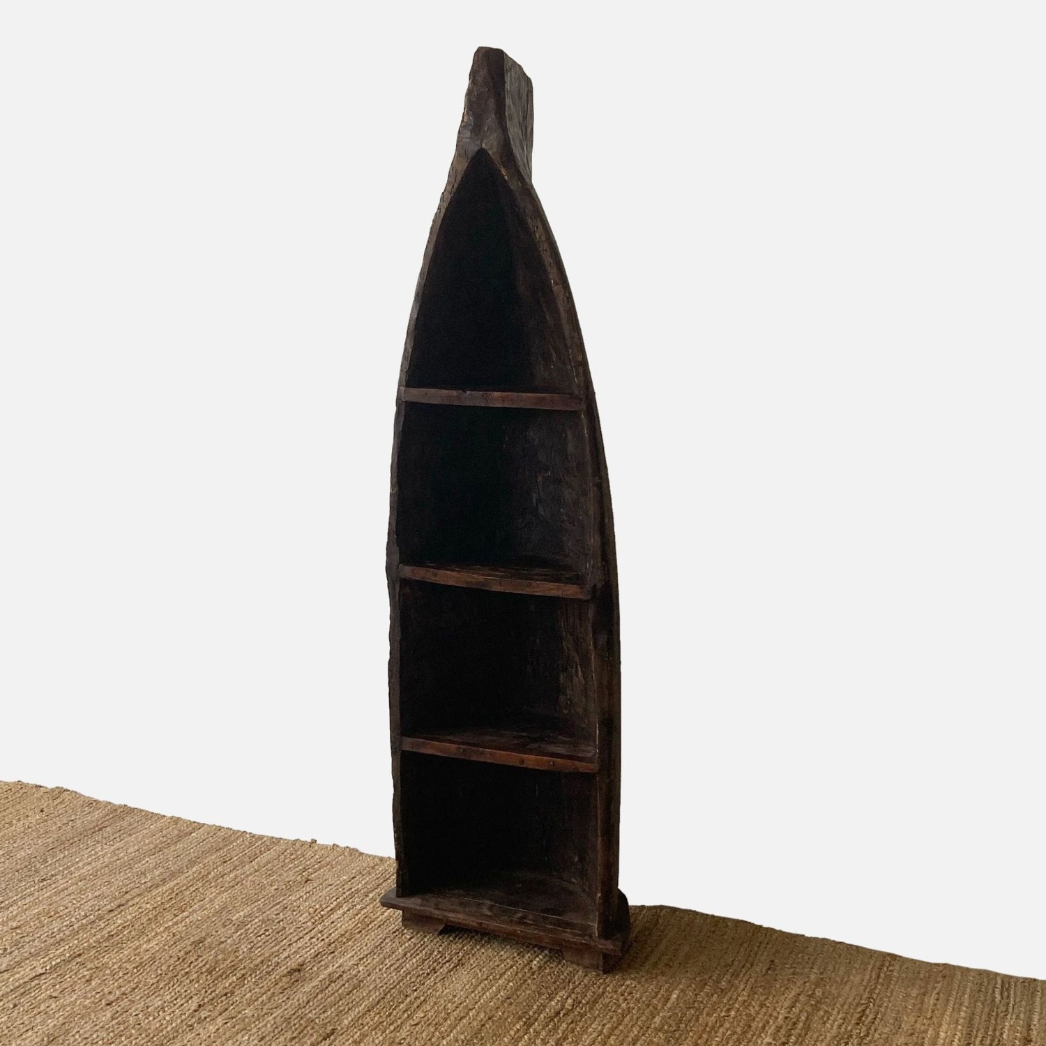 Hand Carved Balinese Canoe Bookshelf - image-1