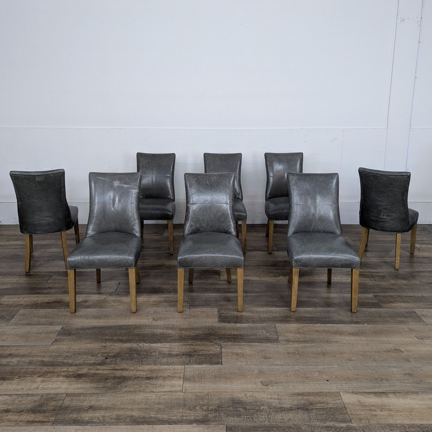 Restoration Hardware 10-piece Leather Parsons Chairs - image-7