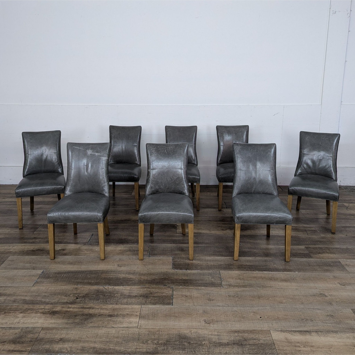 Restoration Hardware 10-piece Leather Parsons Chairs - image-8