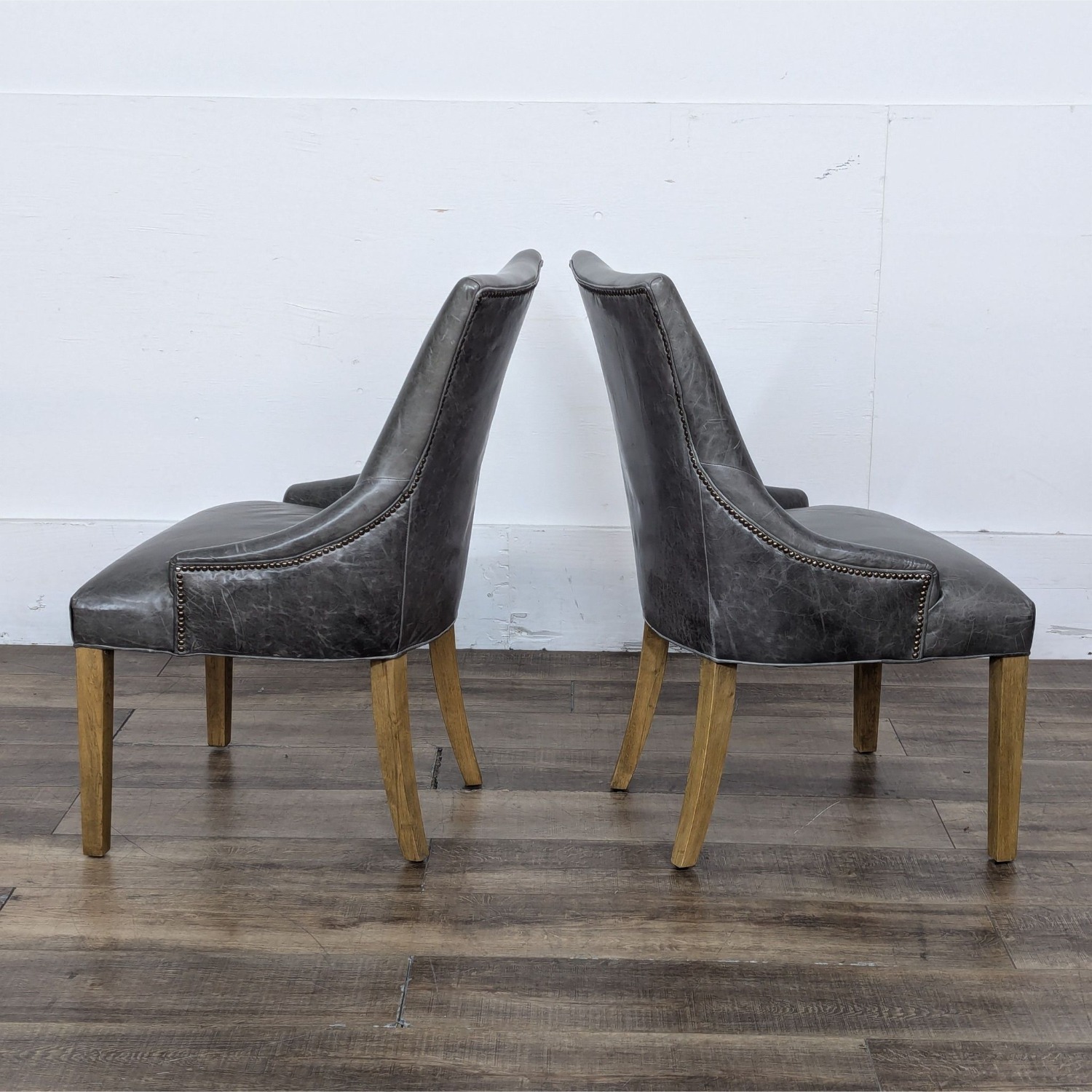 Restoration Hardware 10-piece Leather Parsons Chairs - image-2