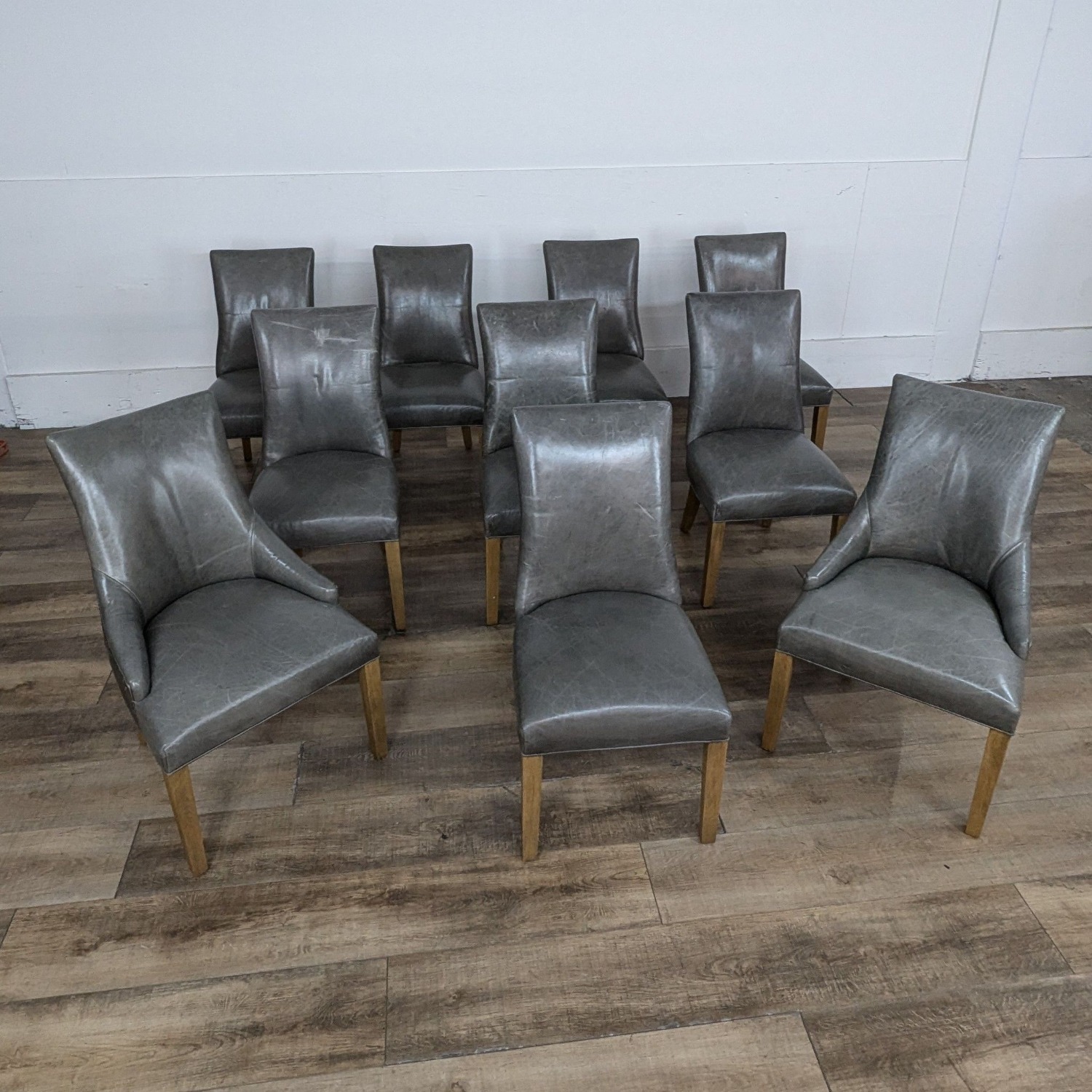 Restoration Hardware 10-piece Leather Parsons Chairs - image-6