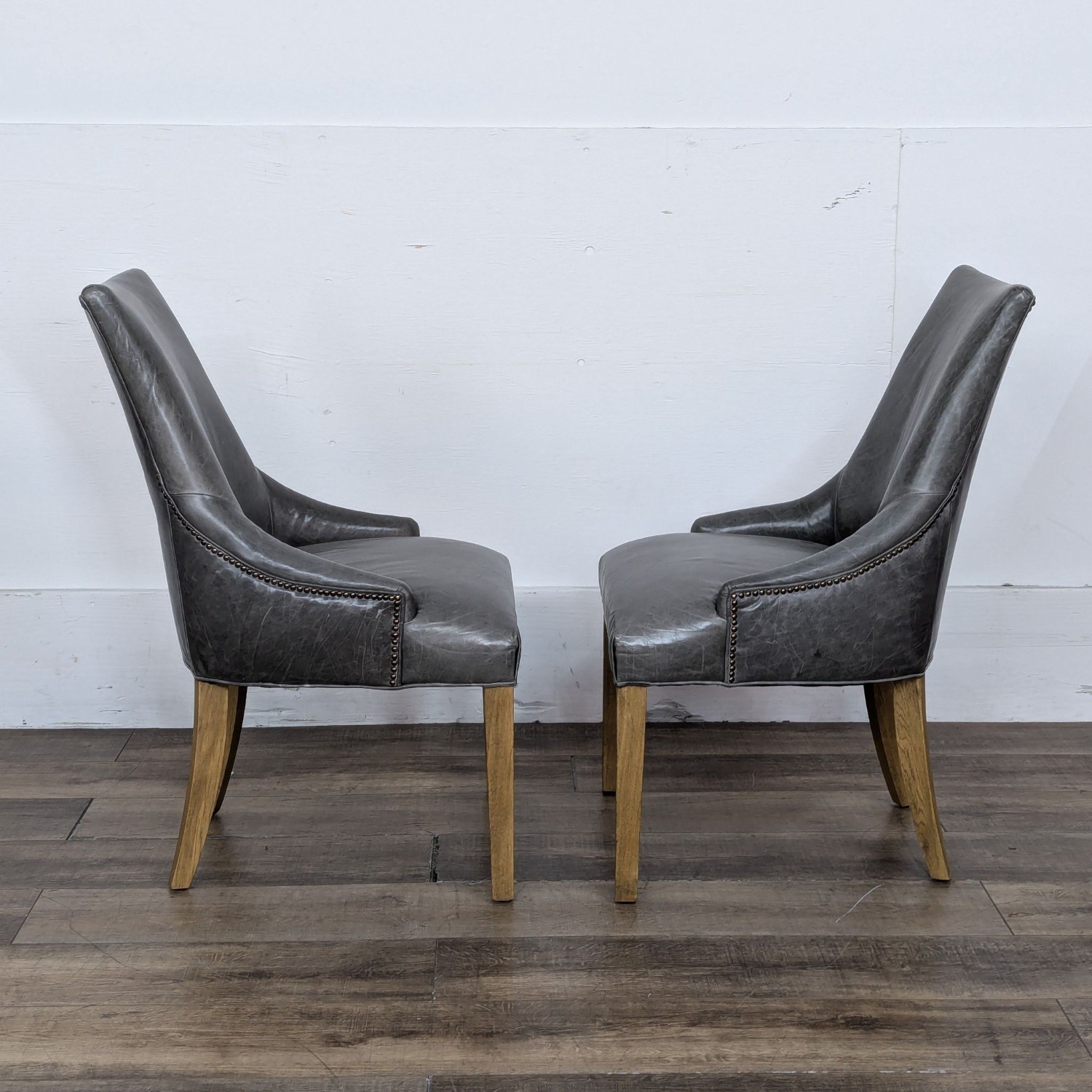 Restoration Hardware 10-piece Leather Parsons Chairs - image-4