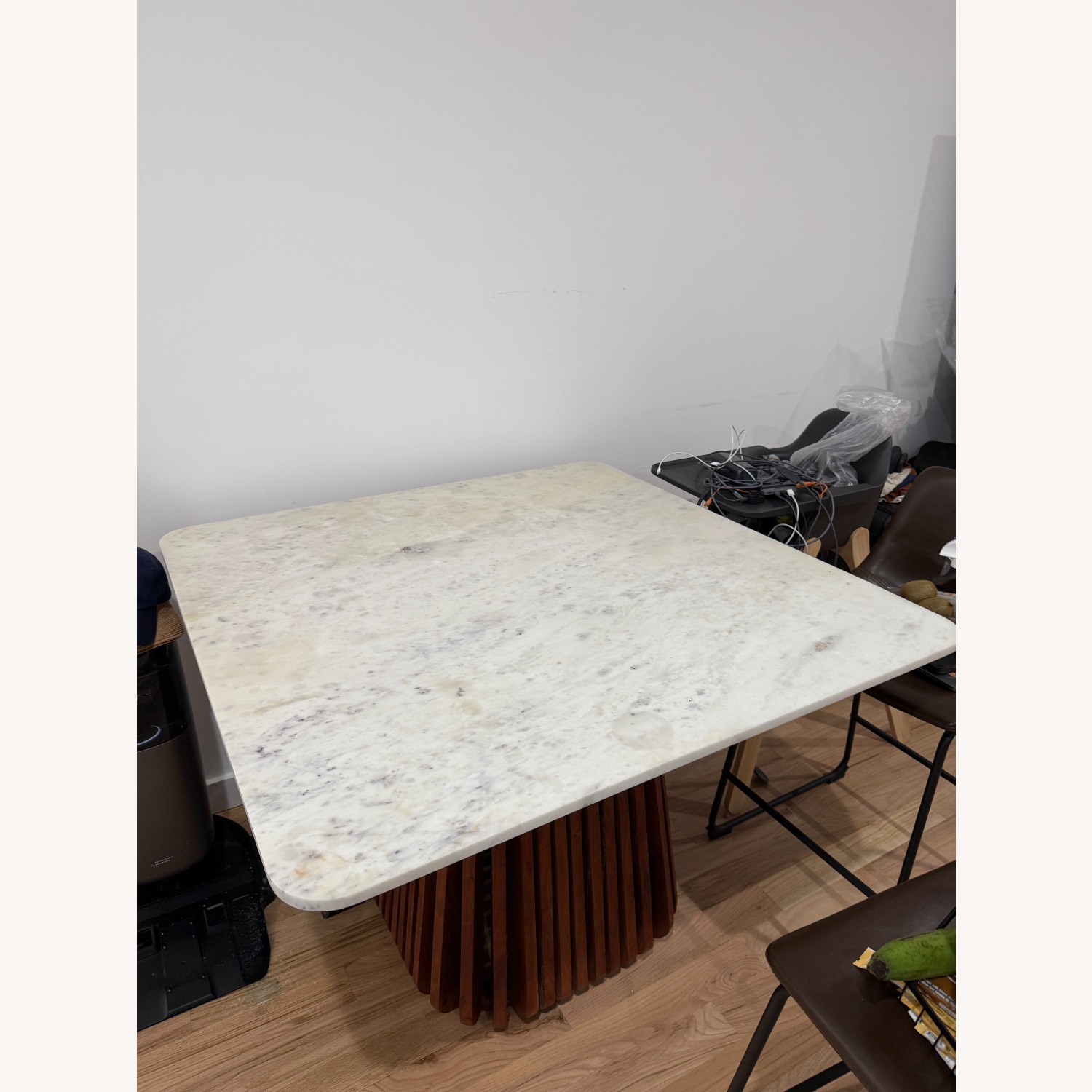 AllModern Kendall Solid Wood & Marble Square Dining Table - image-3