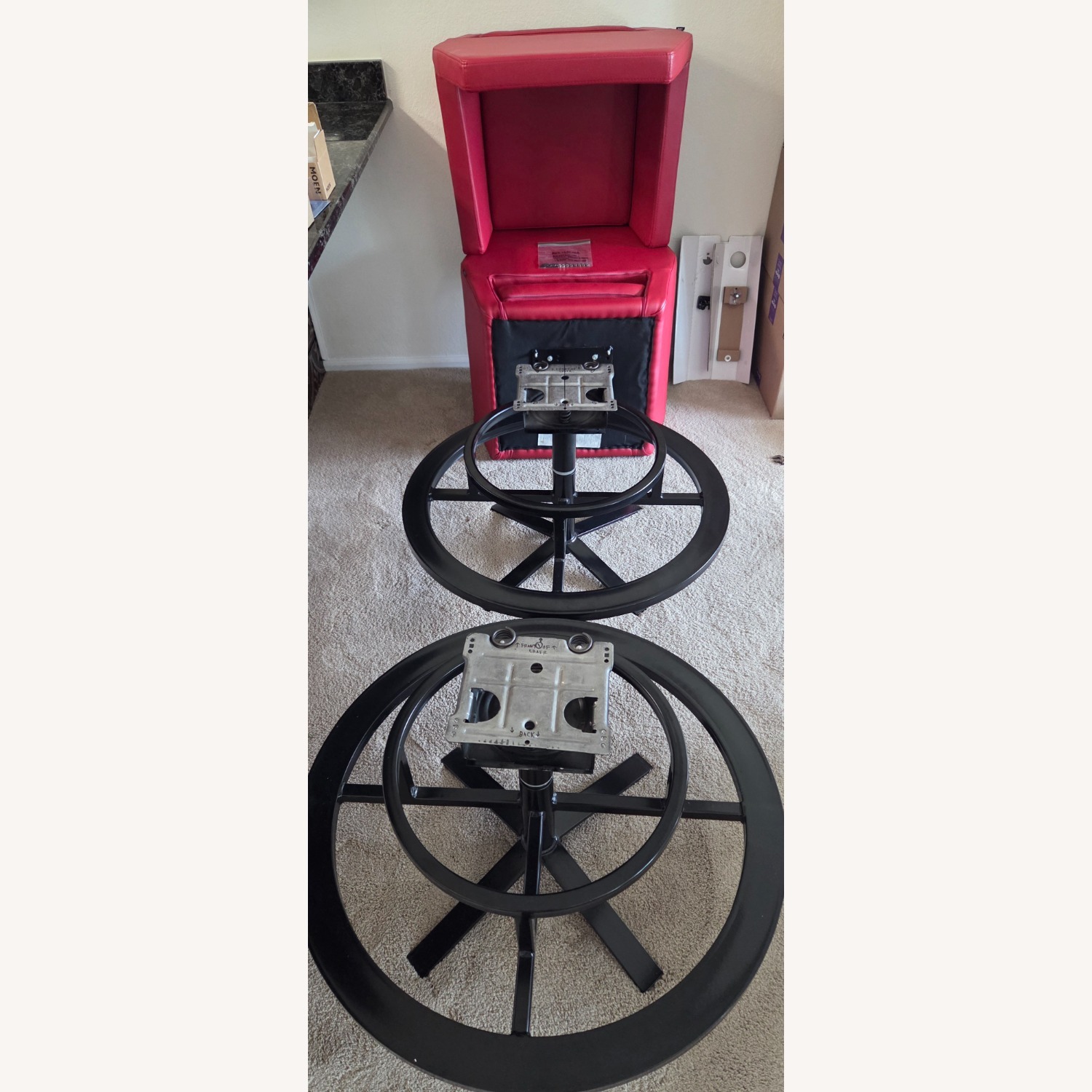 Red Rocker Swivel Bar Stools (Counter Height) - image-3