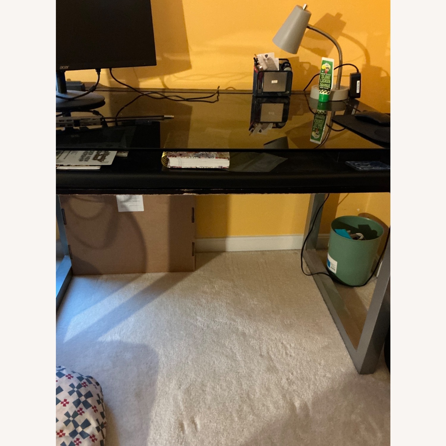 Wide Sturdy Desk with Glass Top - image-0