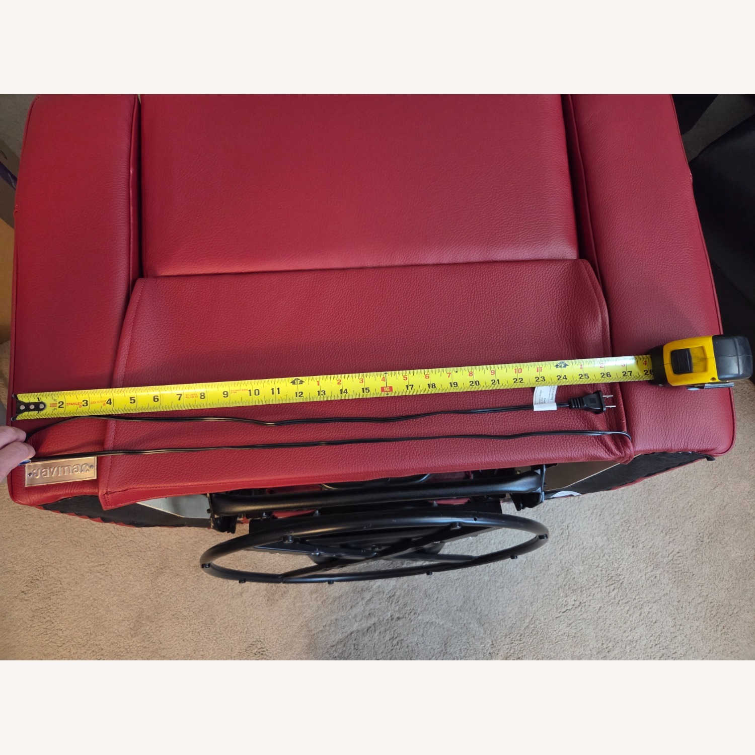 Red Leather Rocker Swivel Recliner (Jaymar Brand) - image-15