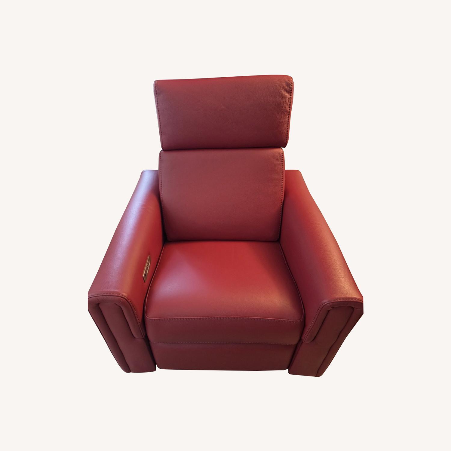 Red Leather Rocker Swivel Recliner (Jaymar Brand) - image-0