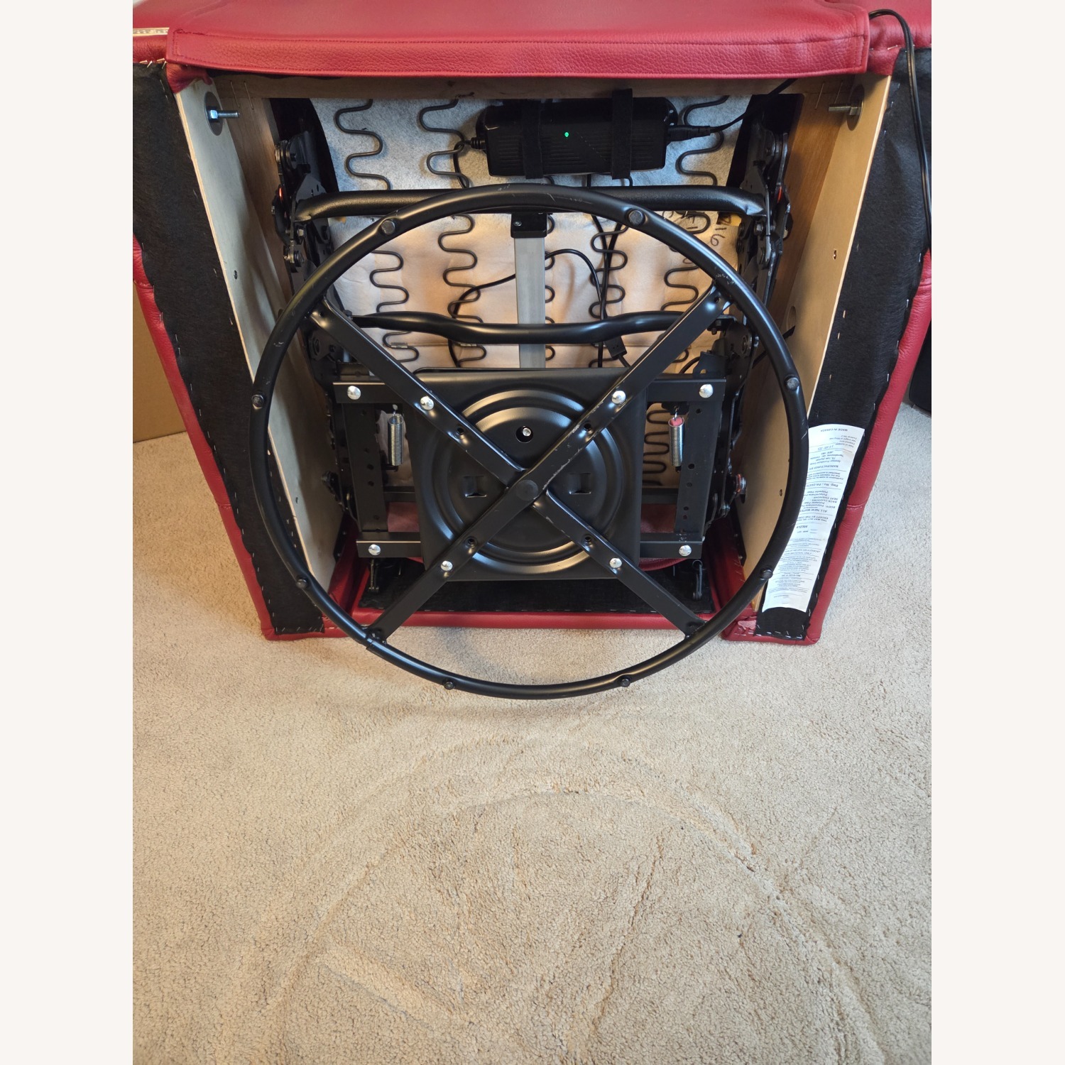 Red Leather Rocker Swivel Recliner (Jaymar Brand) - image-16