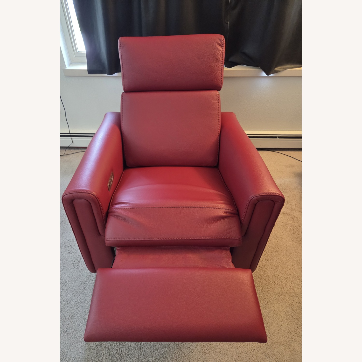 Red Leather Rocker Swivel Recliner (Jaymar Brand) - image-2