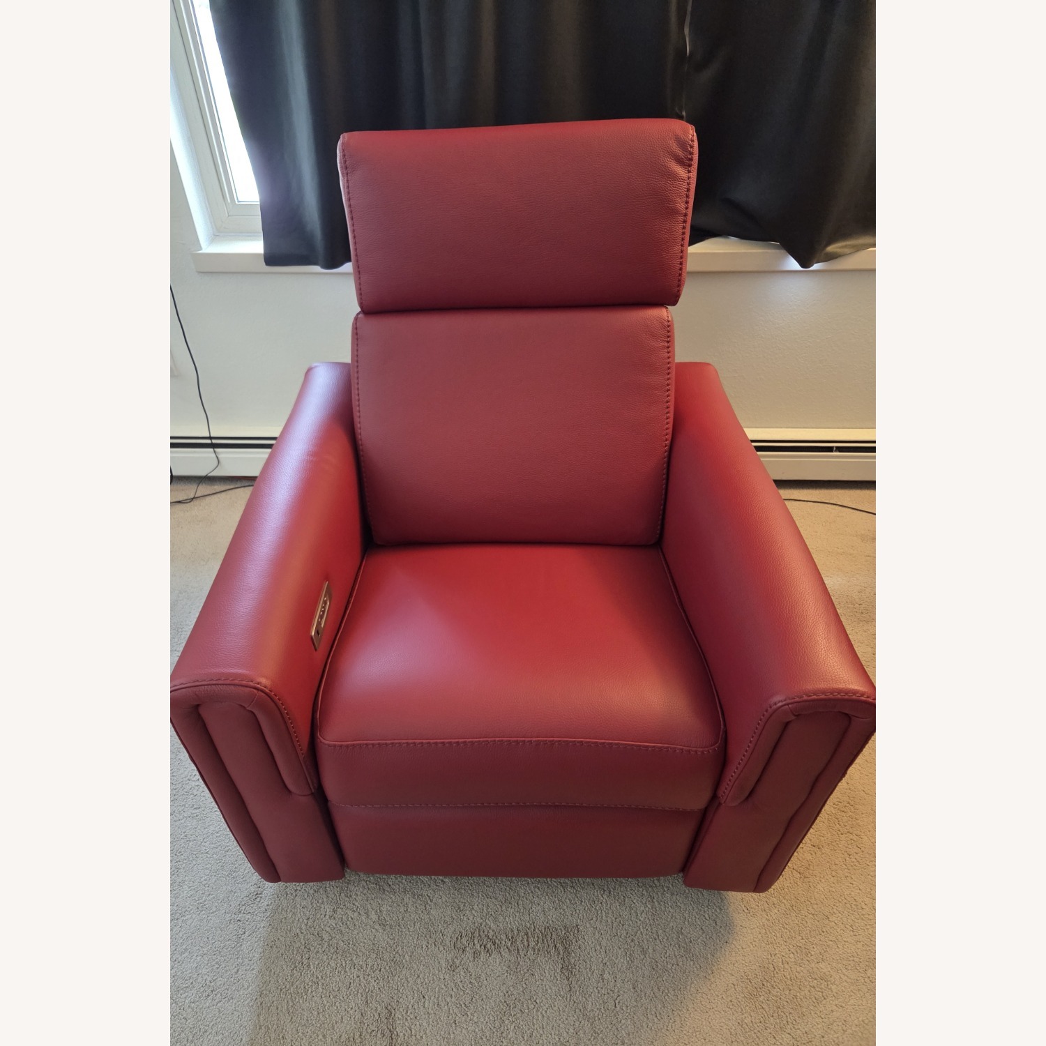 Red Leather Rocker Swivel Recliner (Jaymar Brand) - image-1