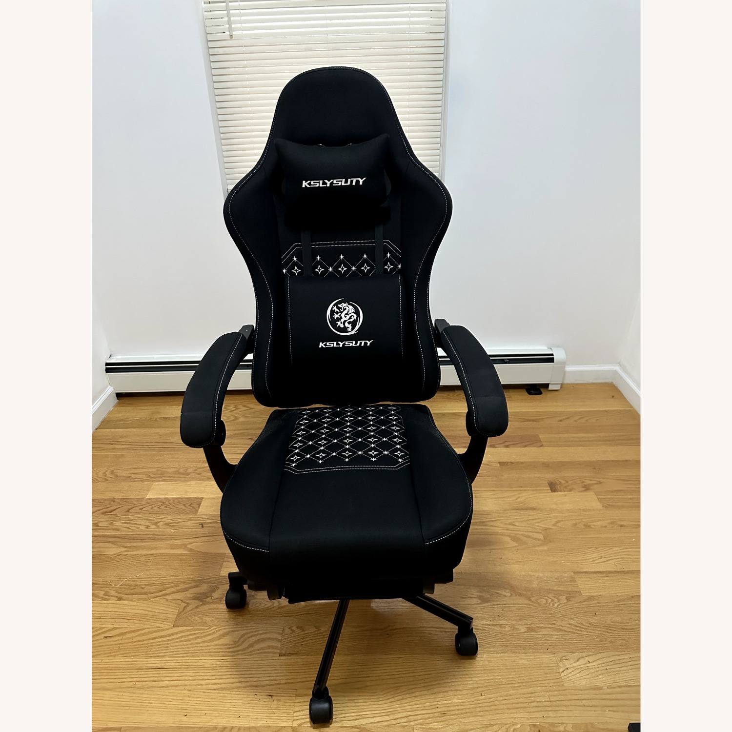 Office Chair with Adjustable Footrest, Black - image-1