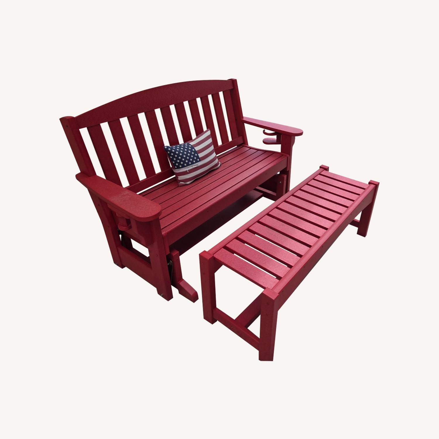 Red DURAWOOD Poly Glider and Bench - image-0