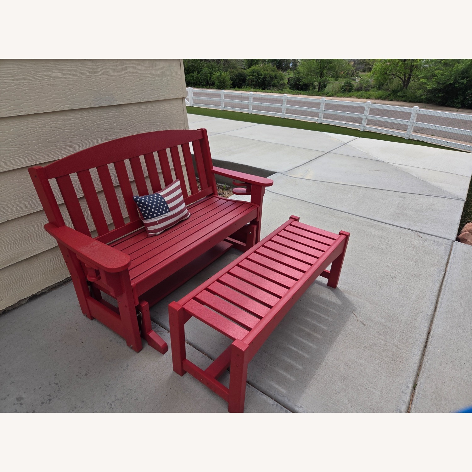 Red DURAWOOD Poly Glider and Bench - image-1