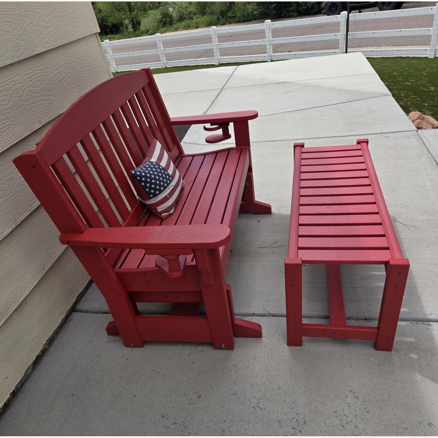 Red DURAWOOD Poly Glider and Bench - image-2