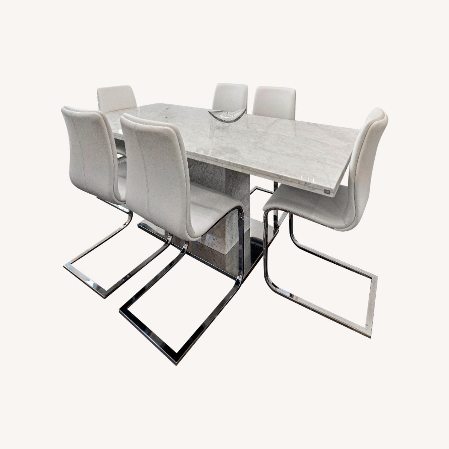 Carrera Marble Dining Table & 6 Chairs - image-0