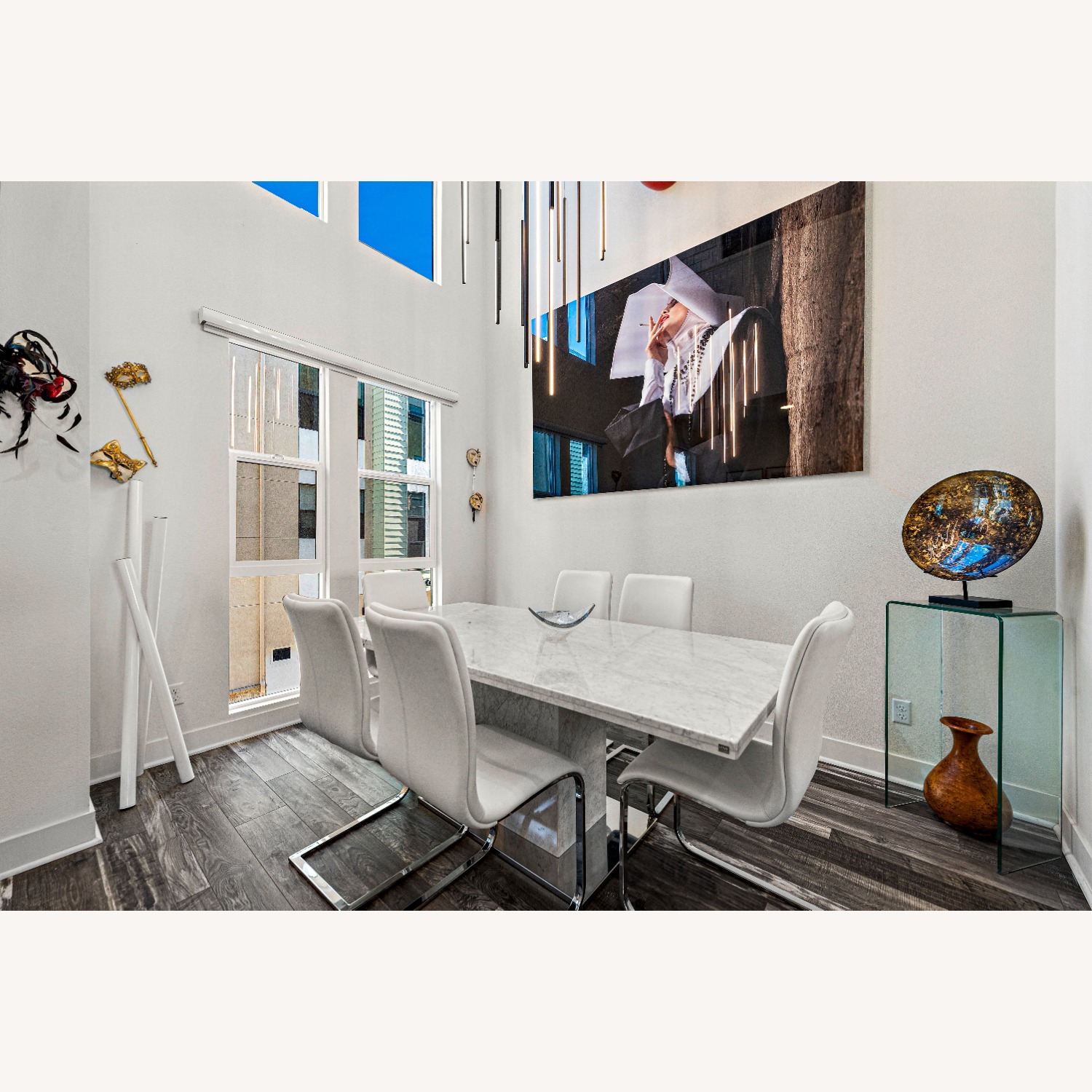 Carrera Marble Dining Table & 6 Chairs - image-2