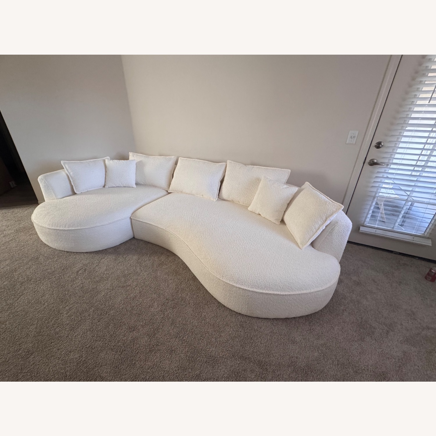  125” Boucle Off White Sectional - image-4