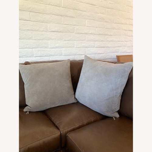 Used RH Sage Green Suede Pillows for sale on AptDeco