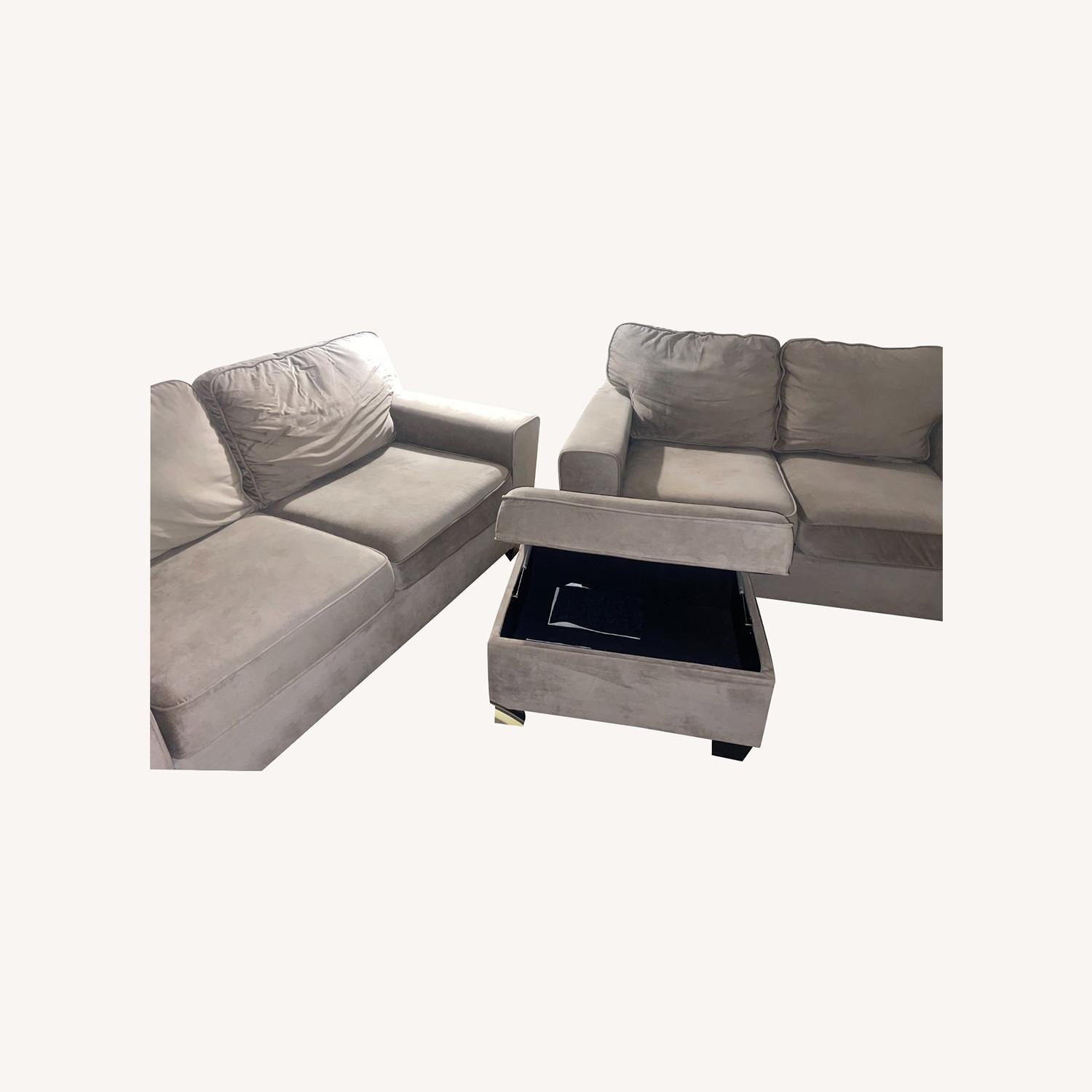 Couch Set and Storage Ottoman - image-0