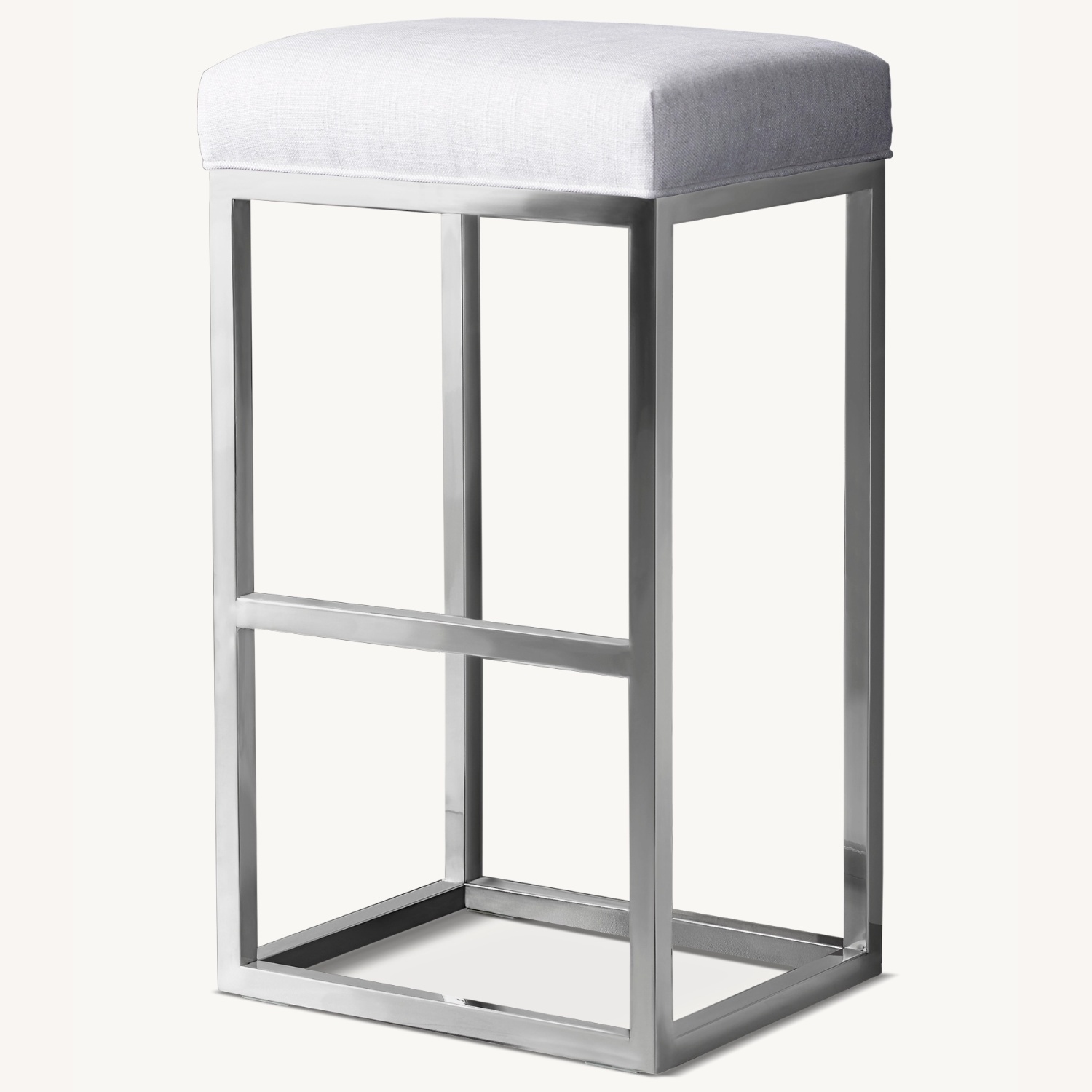 RH Chrome and Light Grey Barstools - image-0