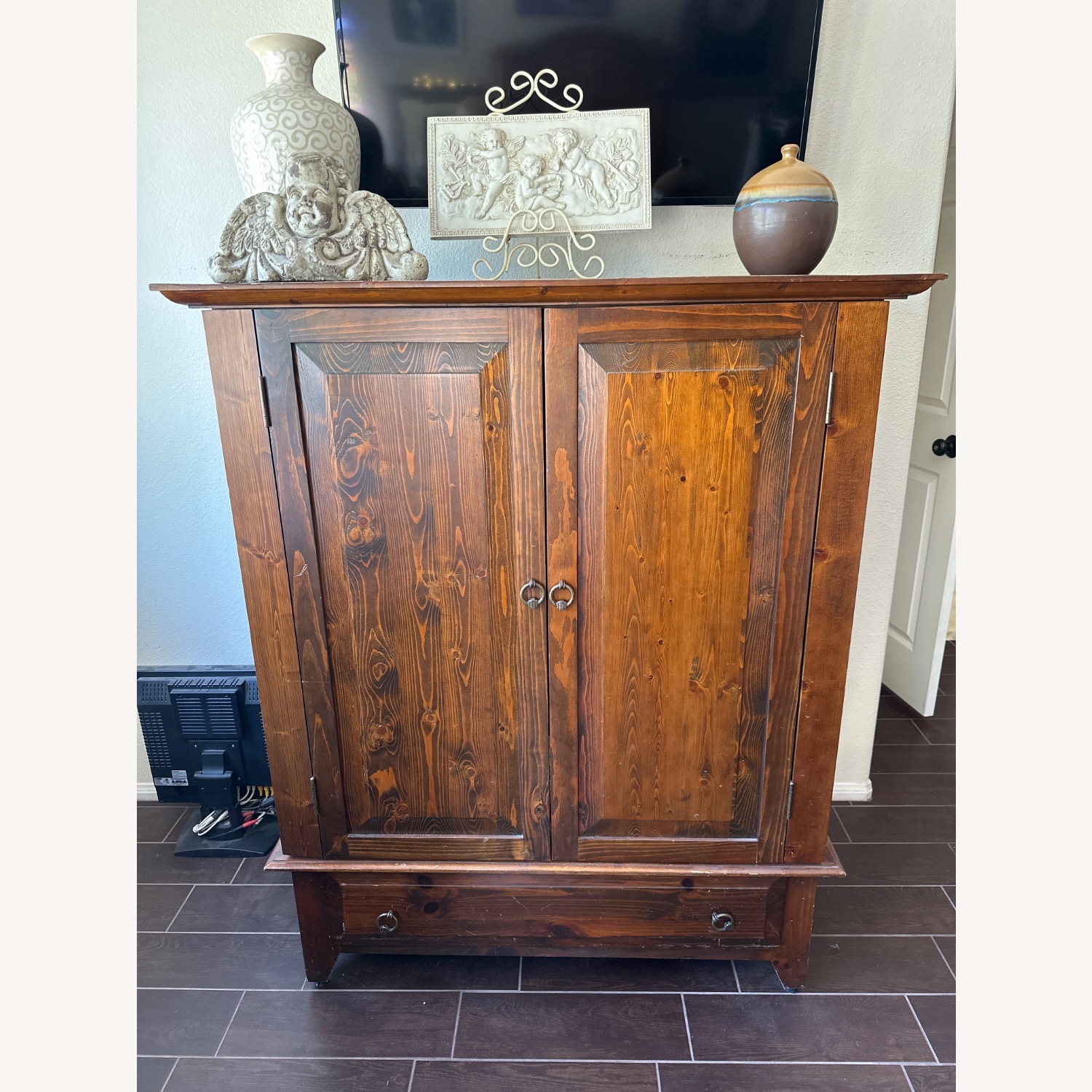 Dark Brown Sturdy Piece With TV Cutout - image-1