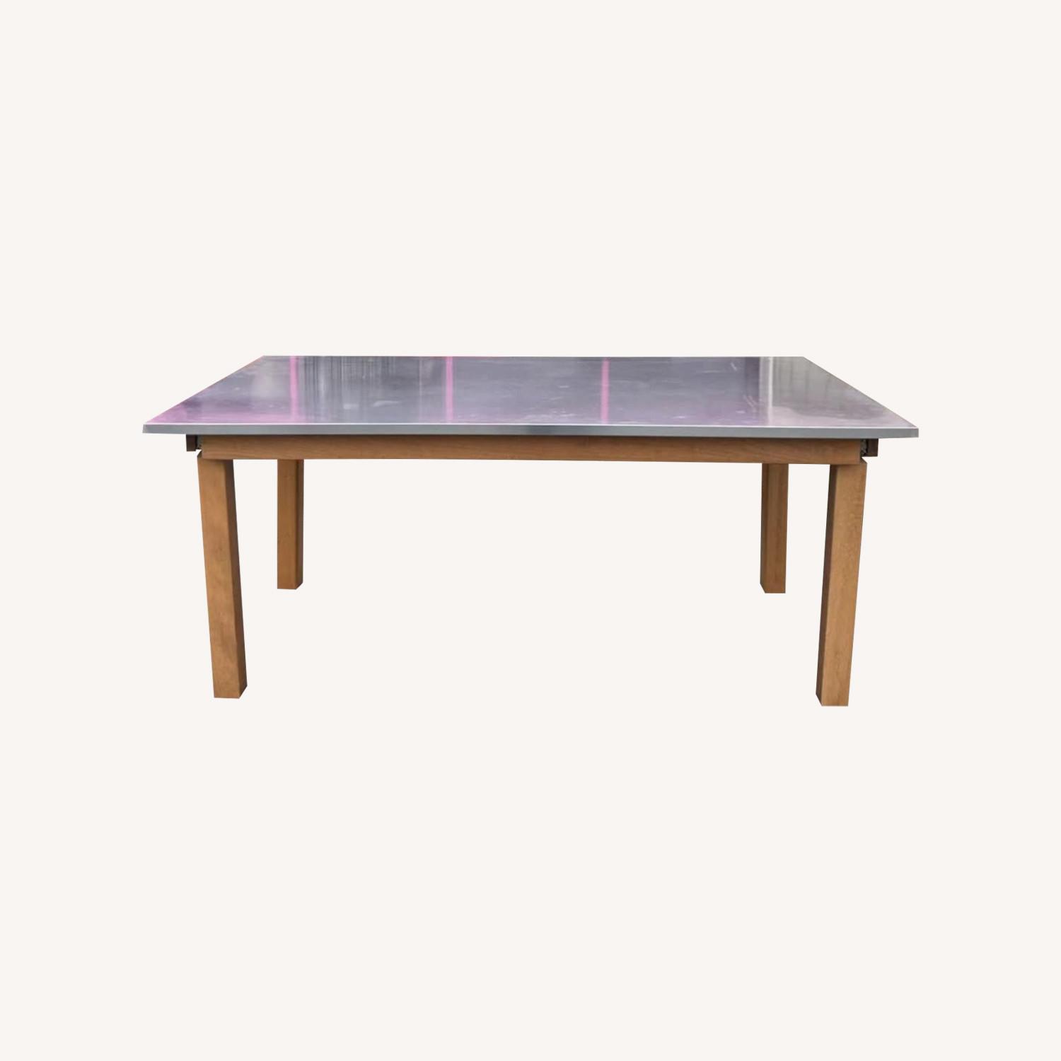 Pottery Barn Modern Stainless Steel Wood Table - image-0