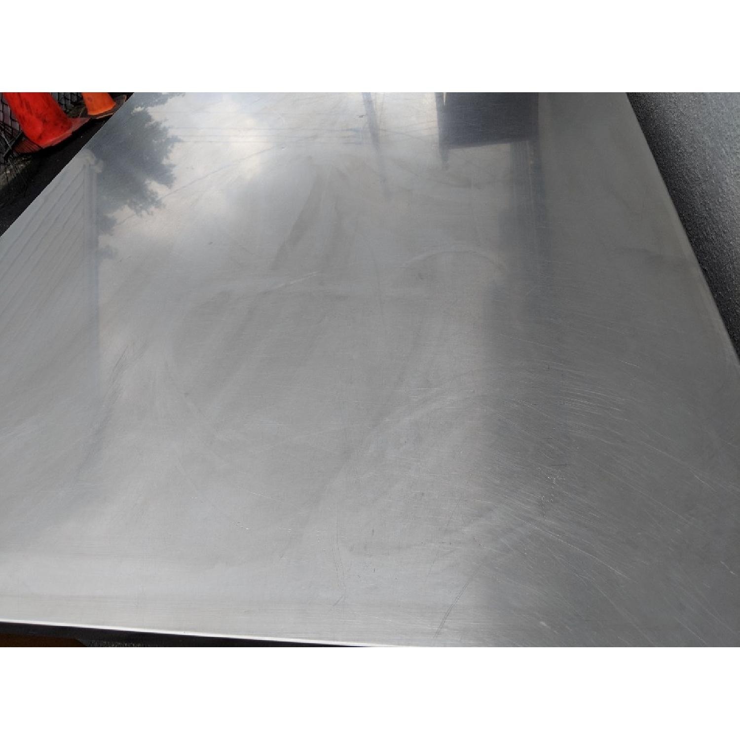 Pottery Barn Modern Stainless Steel Wood Table - image-3