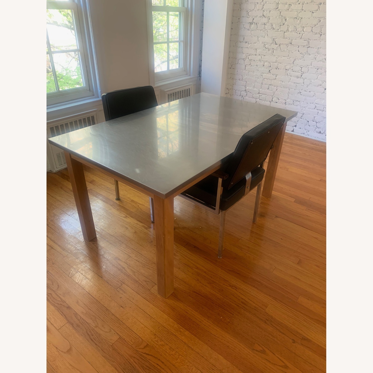 Pottery Barn Modern Stainless Steel Wood Table - image-5