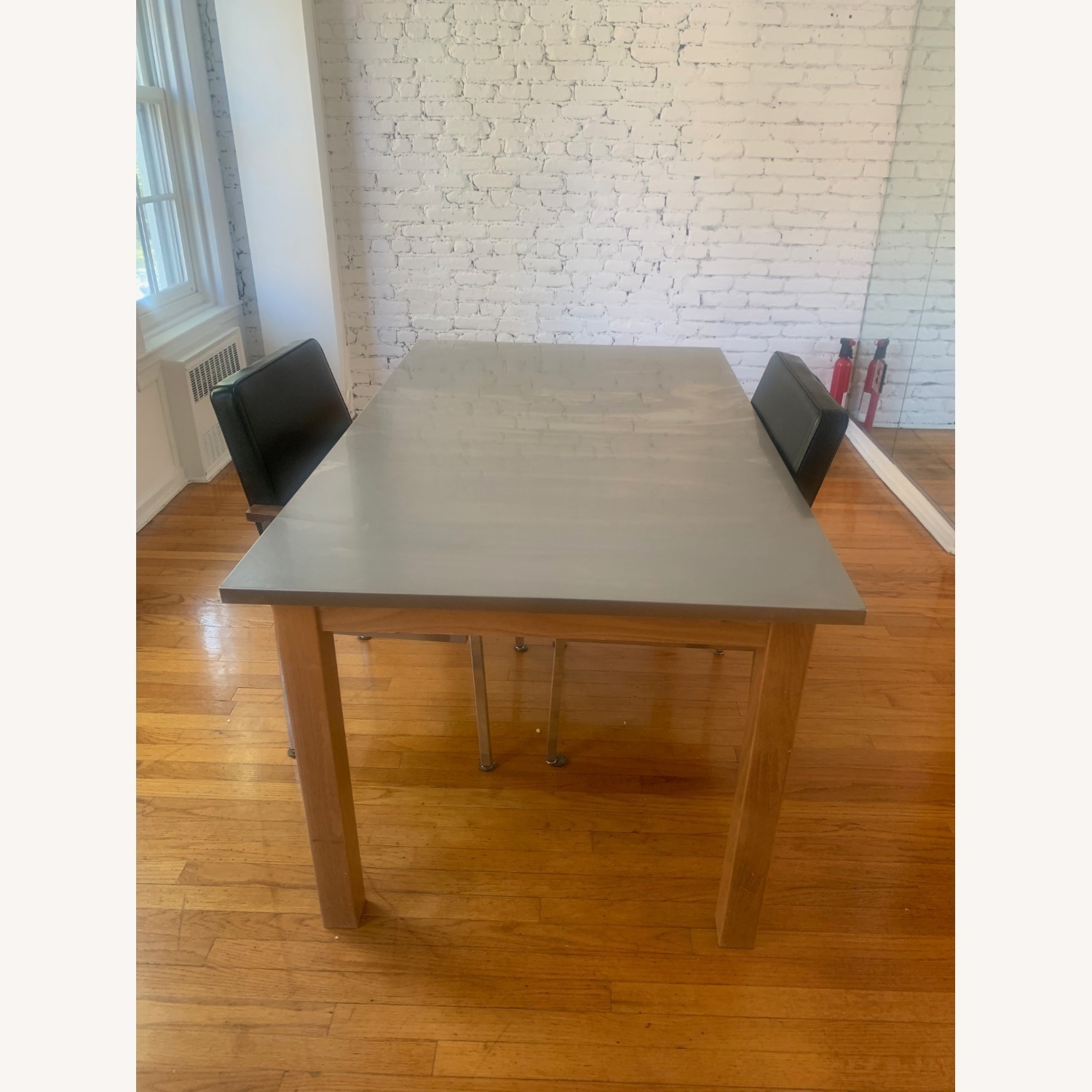 Pottery Barn Modern Stainless Steel Wood Table - image-4