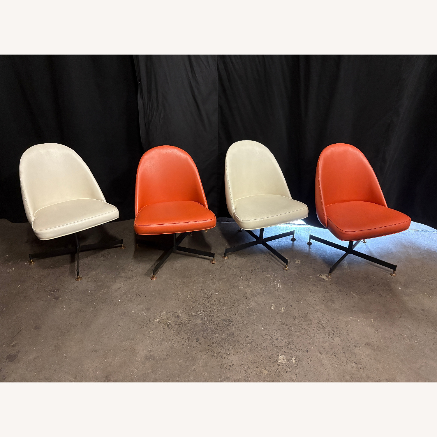 Vintage Vinyl Swiveling Dining Chairs - image-1