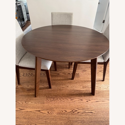 Used Bettie Walnut Round Dining Table for sale on AptDeco