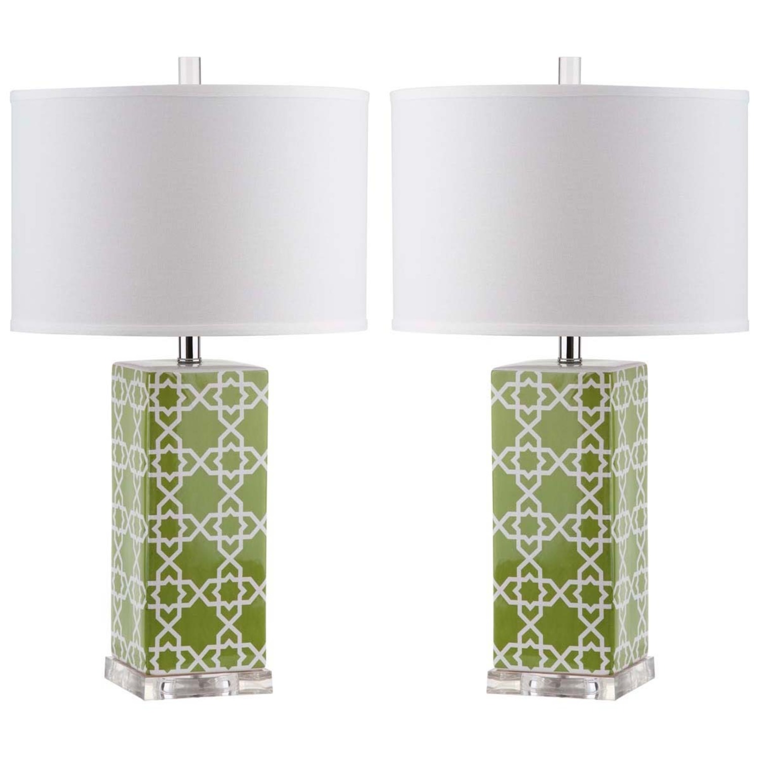 Safavieh Quatrefoil Set of 2 Table Lamps Green - image-1