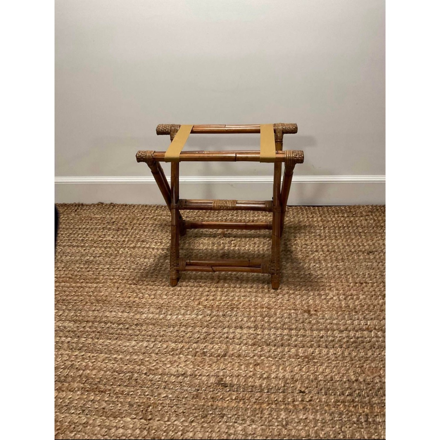 Vintage Rattan Folding Luggage Rack Bamboo Rattan - image-8