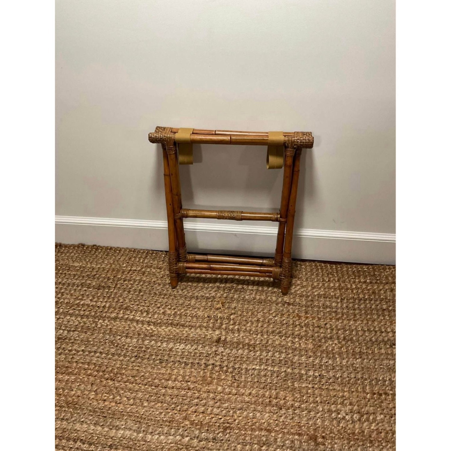 Vintage Rattan Folding Luggage Rack Bamboo Rattan - image-5