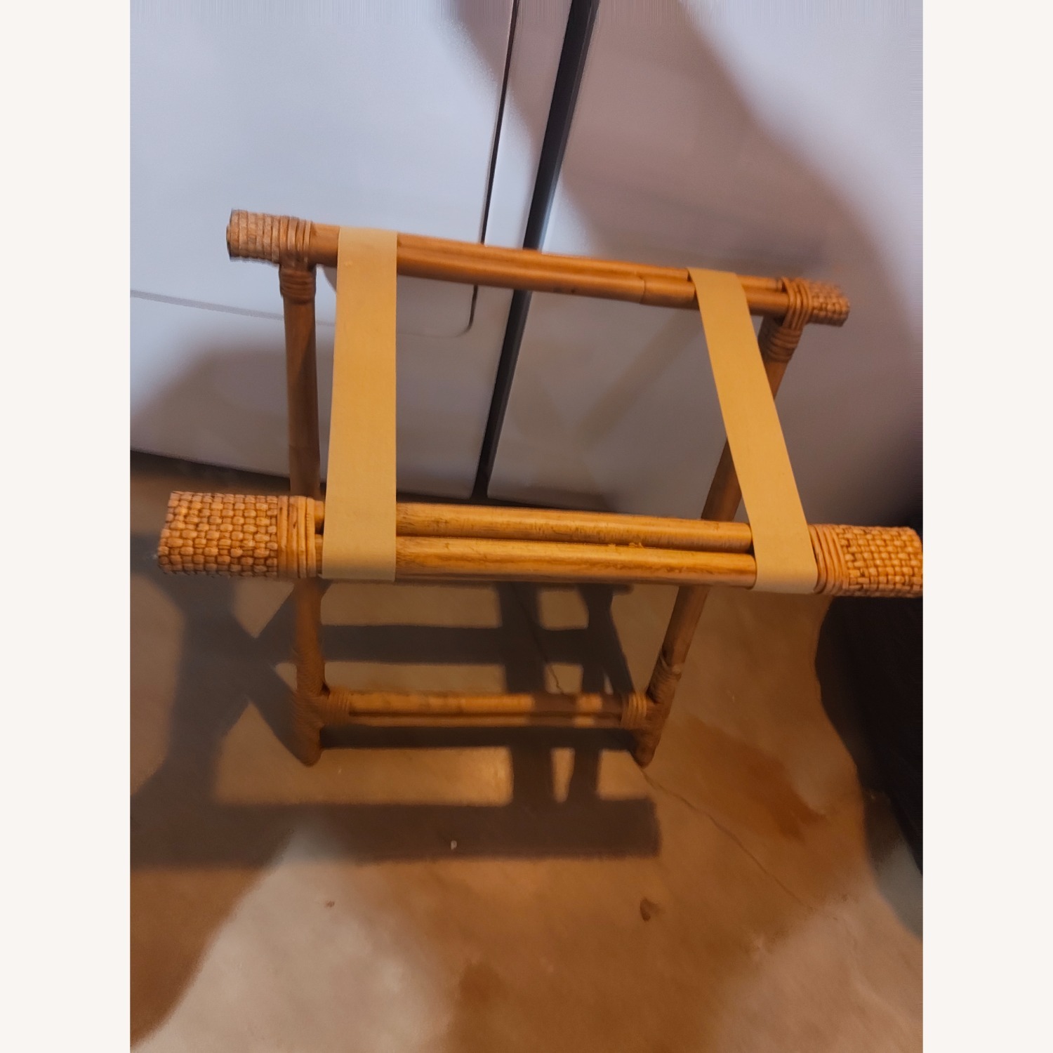 Vintage Rattan Folding Luggage Rack Bamboo Rattan - image-3