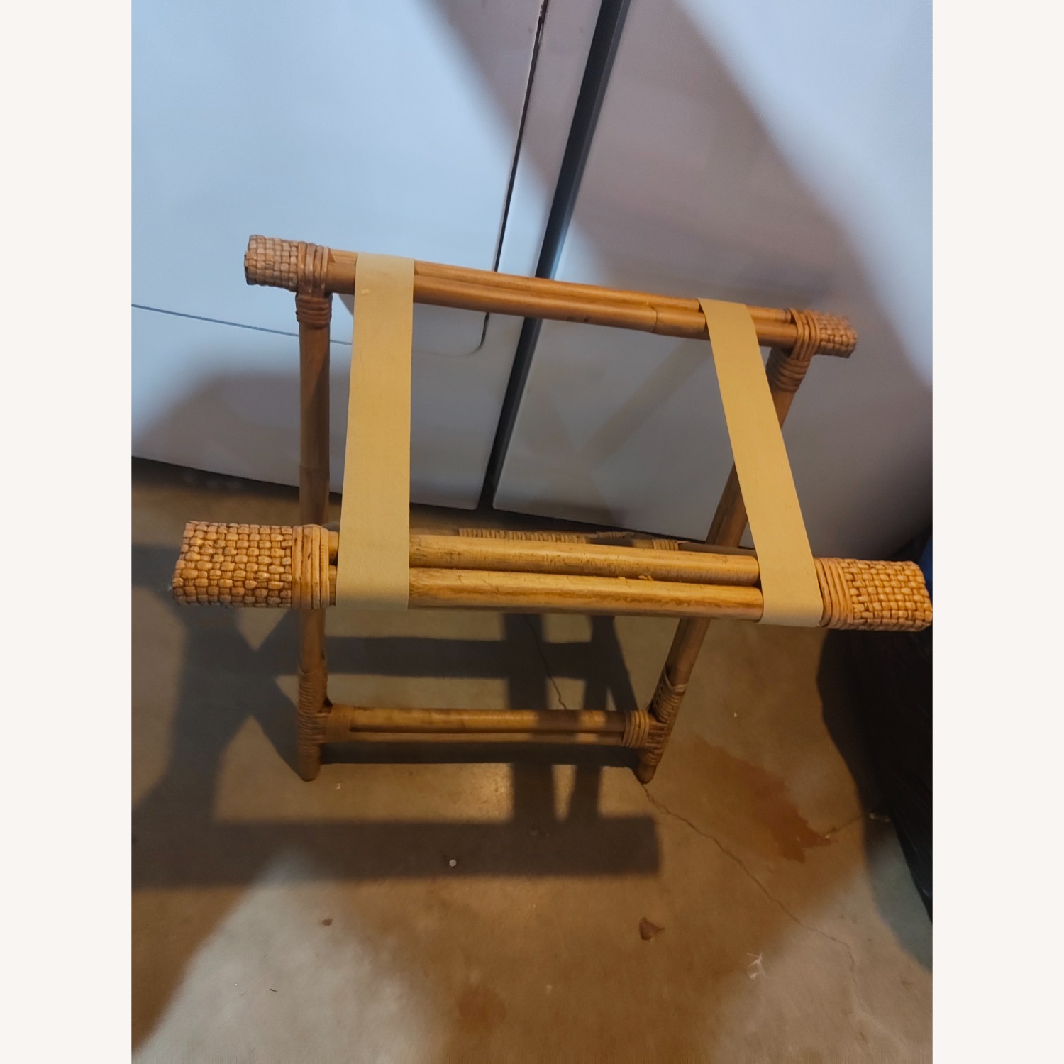 Vintage Rattan Folding Luggage Rack Bamboo Rattan - image-4