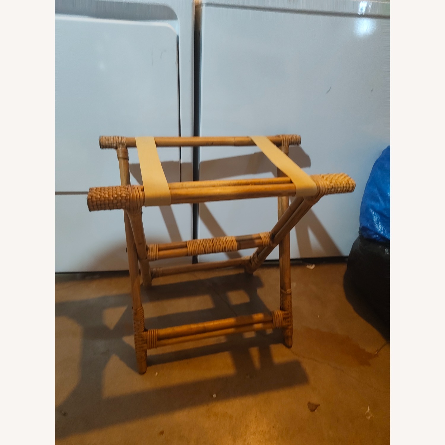 Vintage Rattan Folding Luggage Rack Bamboo Rattan - image-7