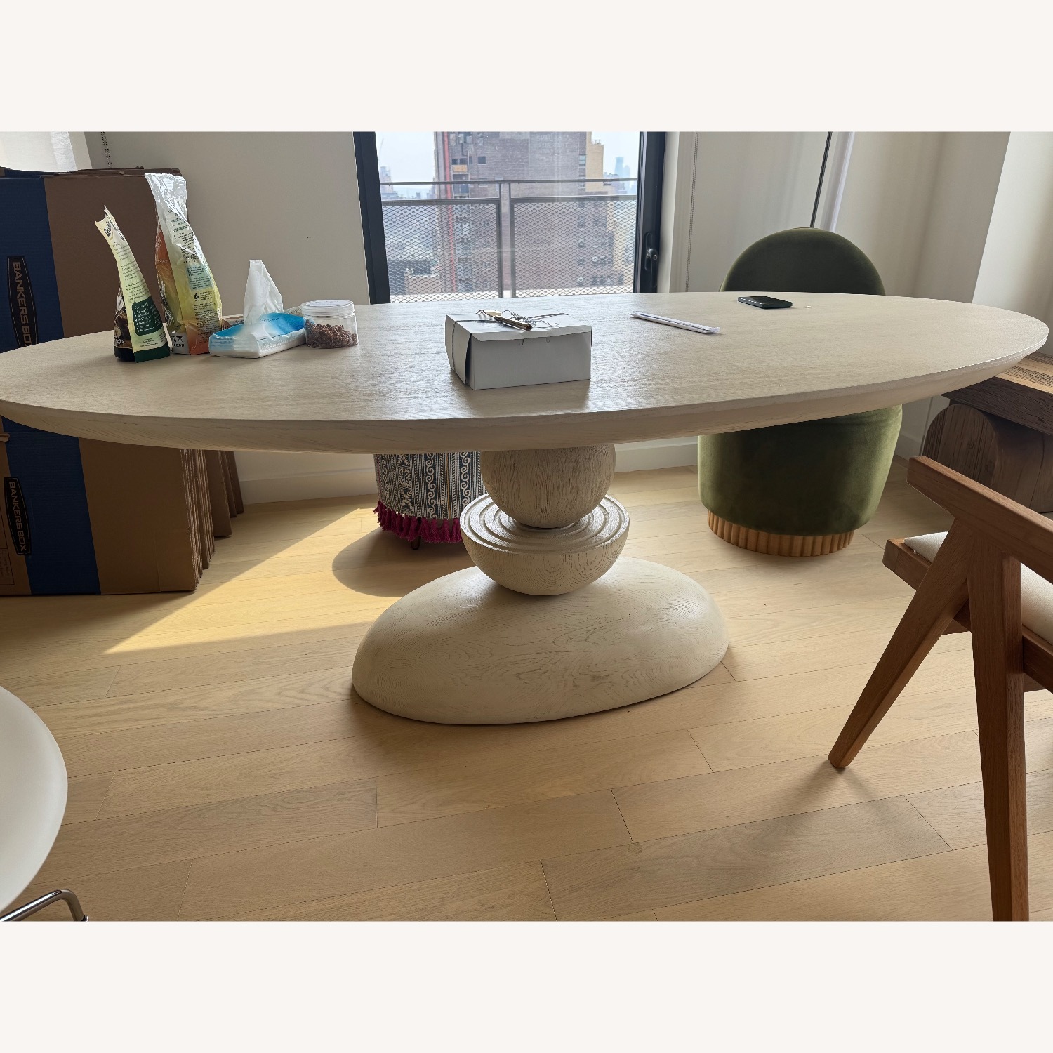 Sonali Oval 78' Pedestal Wood Dining Table - image-2